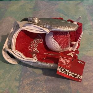 Rawlings Red and Silver Youth Glove & Ball Set